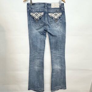 Miss Me Women's Mid Rise Chloe Boot Cut Jeans Size 27 bling pockets